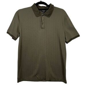 Banana Republic Luxe Touch Polo Shirt Olive Herringbone Print Size Small